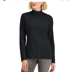 Karen Scott Black Mock Neck Turtleneck Sweater